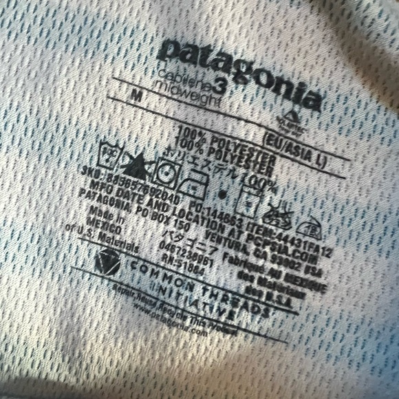 Patagonia Women's Blue and White Striped Long Sleeve Tee - Picture 2 of 2